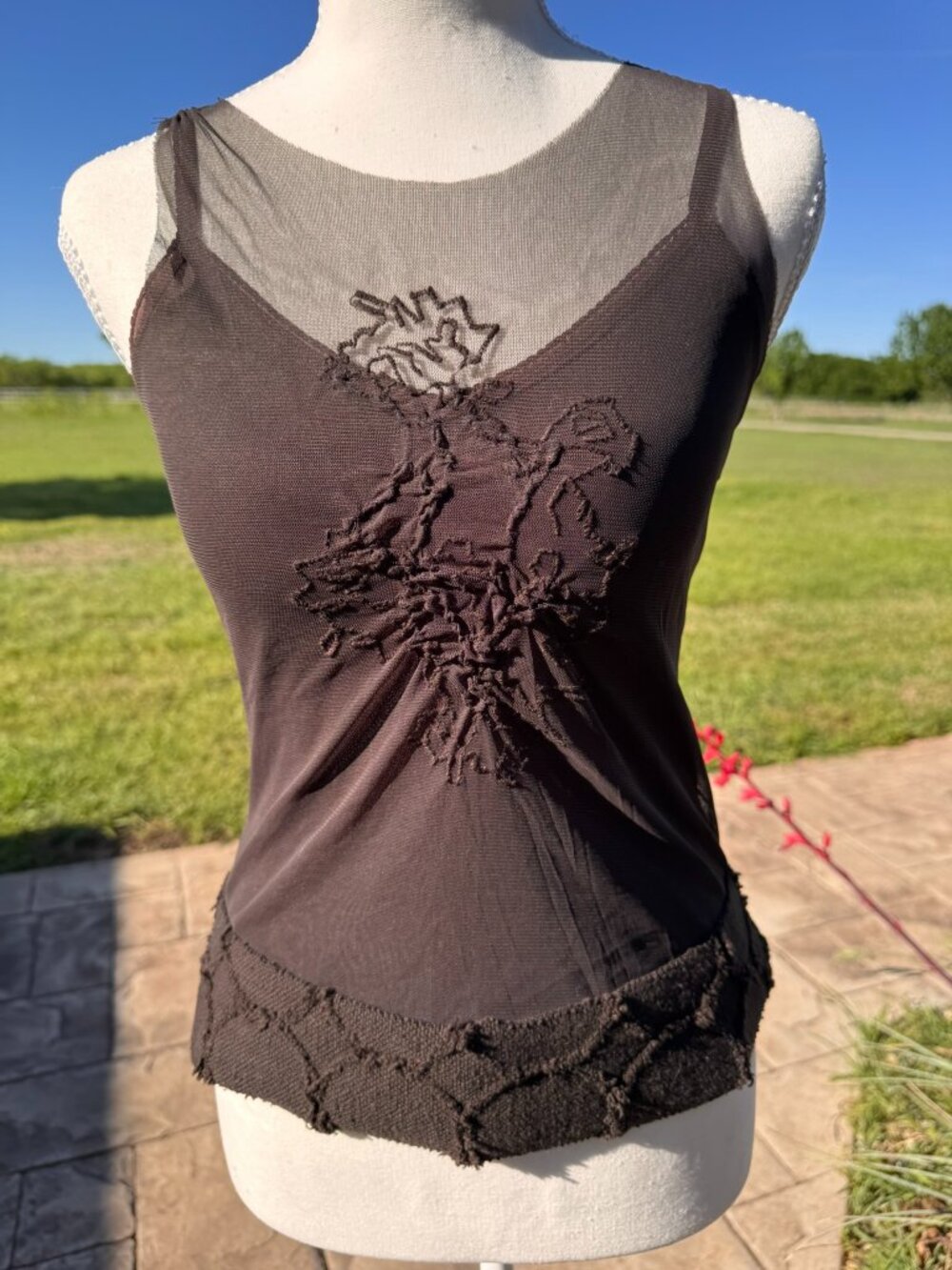 Police sheer top and cami, Brown